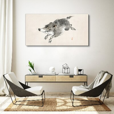 Running boar Print on canvas