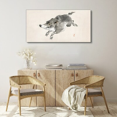 Running boar Print on canvas