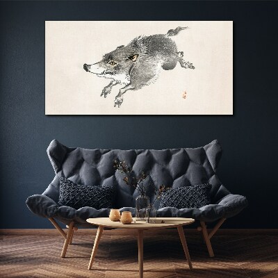 Running boar Print on canvas