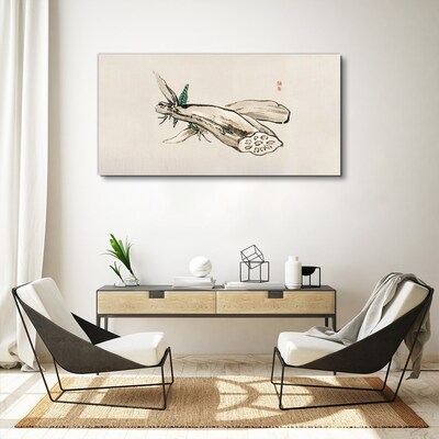 Butterfly on a lotus background Print on canvas