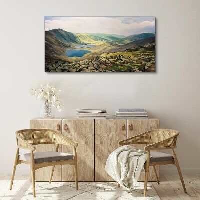 Mountain landscape with a lake Print on canvas