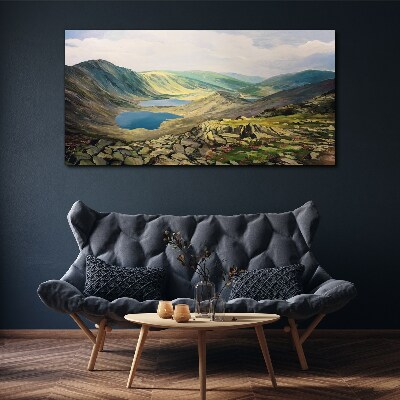 Mountain landscape with a lake Print on canvas