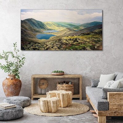 Mountain landscape with a lake Print on canvas