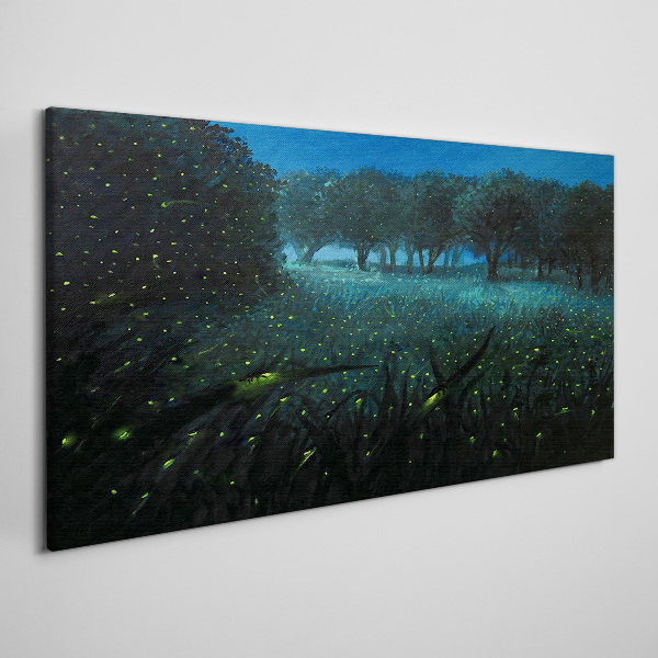 Night lights in the forest Canvas wall art