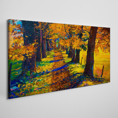 Path tree autumn leaves Canvas Wall art