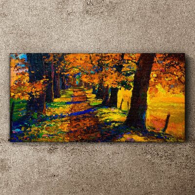 Path tree autumn leaves Canvas Wall art