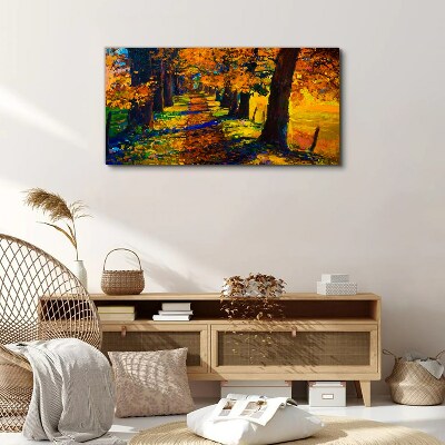 Golden Avenue in the Autumn Sun Print on canvas