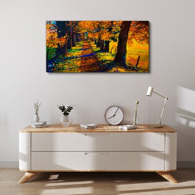 Path tree autumn leaves Canvas Wall art