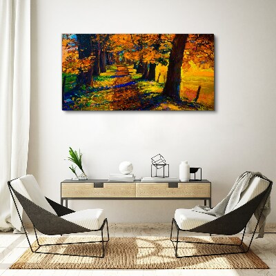 Path tree autumn leaves Canvas Wall art