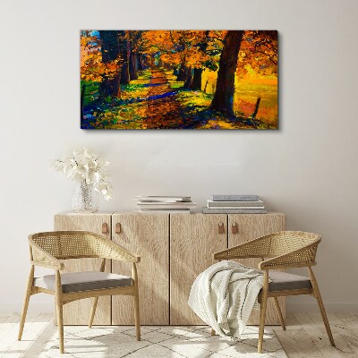 Path tree autumn leaves Canvas Wall art