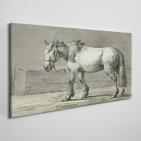 Walking horse in shades of gray Print on canvas
