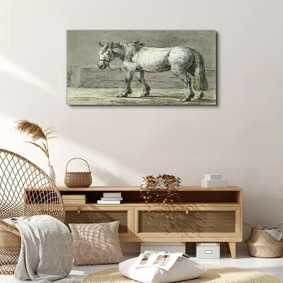 Walking horse in shades of gray Print on canvas