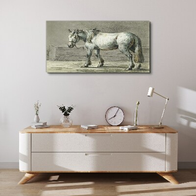 Walking horse in shades of gray Print on canvas