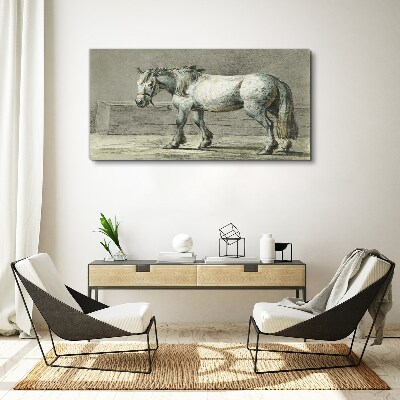 Walking horse in shades of gray Print on canvas