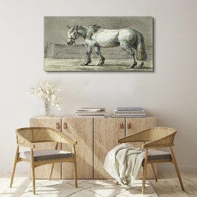 Walking horse in shades of gray Print on canvas