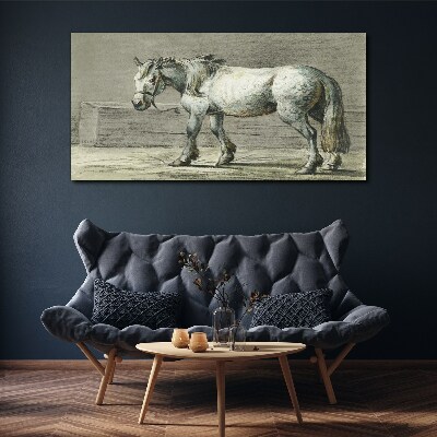 Walking horse in shades of gray Print on canvas