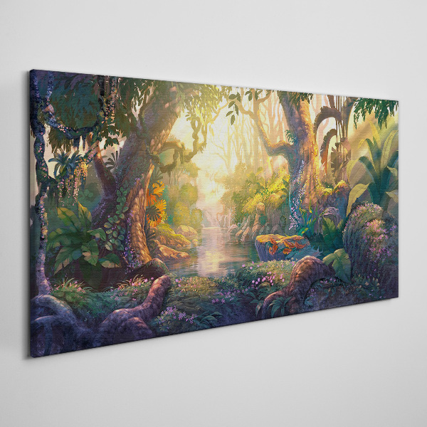 Mysterious forest in the morning Canvas wall art