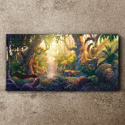 Mysterious forest in the morning Canvas wall art