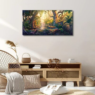 Mysterious forest in the morning Canvas wall art