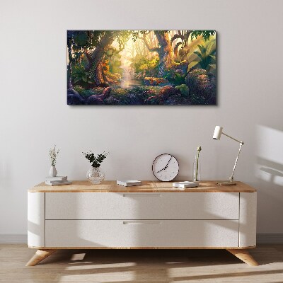 Mysterious forest in the morning Canvas wall art