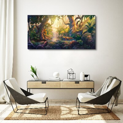 Mysterious forest in the morning Canvas wall art