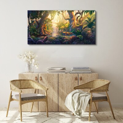 Mysterious forest in the morning Canvas wall art