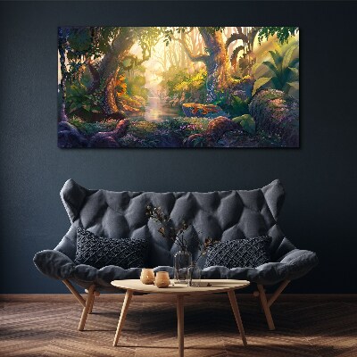 Mysterious forest in the morning Canvas wall art