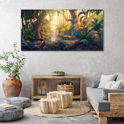 Mysterious forest in the morning Canvas wall art
