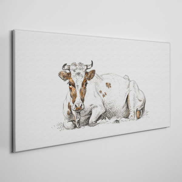 A calm cow in the meadow Print on canvas