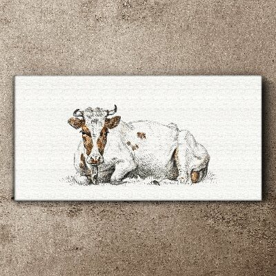 A calm cow in the meadow Print on canvas