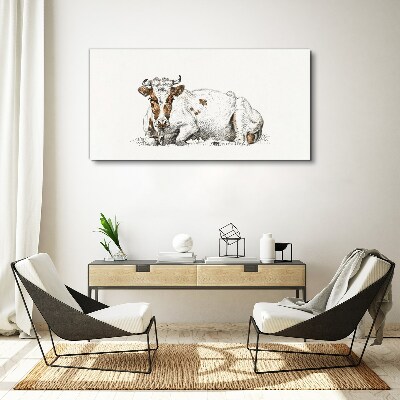 A calm cow in the meadow Print on canvas