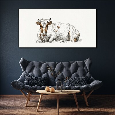 A calm cow in the meadow Print on canvas