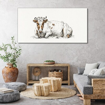 A calm cow in the meadow Print on canvas