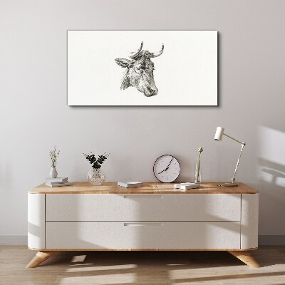 Portrait of a cow on a white background Canvas wall art