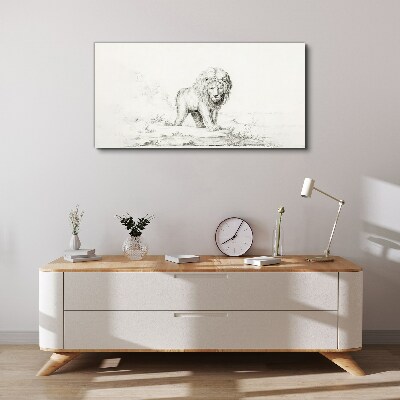 Lion in Contemplation Print on canvas