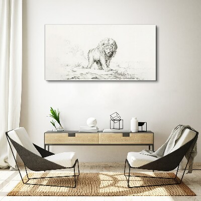 Lion in Contemplation Print on canvas