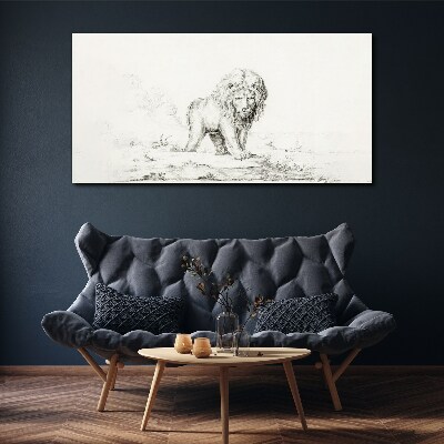 Lion in Contemplation Print on canvas