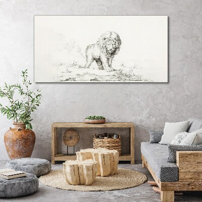 Lion in Contemplation Print on canvas
