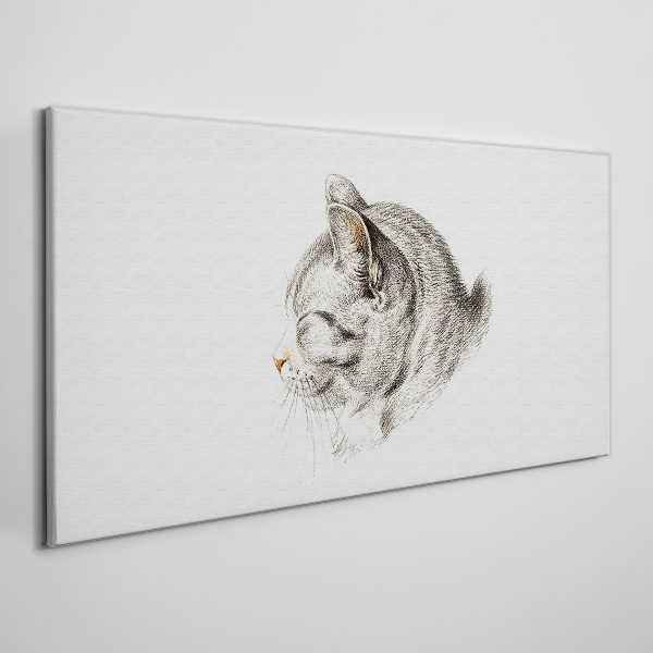 Portrait of a gray cat on a white background Print on canvas
