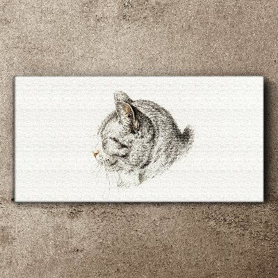 Portrait of a gray cat on a white background Print on canvas
