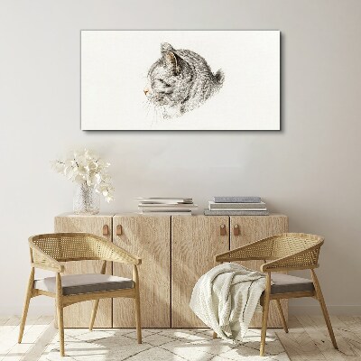 Portrait of a gray cat on a white background Print on canvas