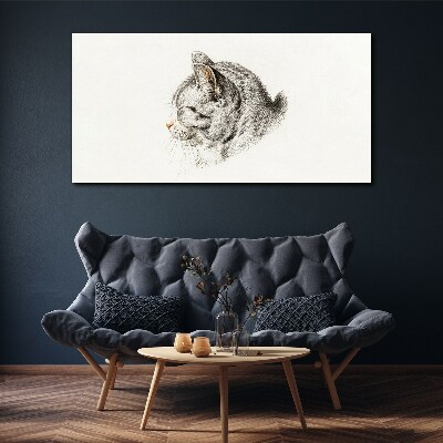 Portrait of a gray cat on a white background Print on canvas