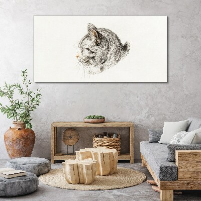 Portrait of a gray cat on a white background Print on canvas
