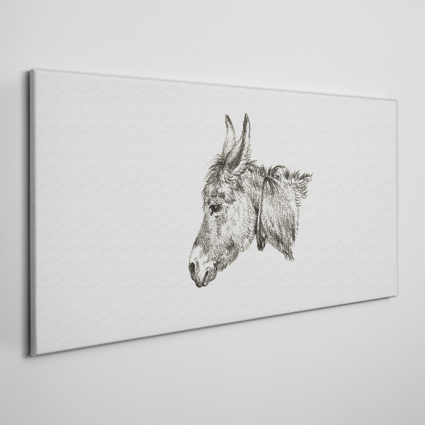 Portrait of a donkey in a monochrome style Canvas wall art