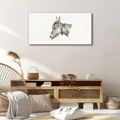Portrait of a donkey in a monochrome style Canvas wall art