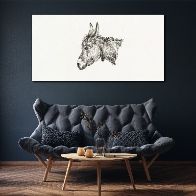 Portrait of a donkey in a monochrome style Canvas wall art