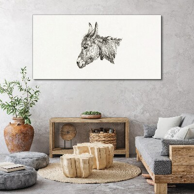 Portrait of a donkey in a monochrome style Canvas wall art