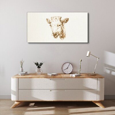 Portrait of a cow in shades of brown Print on canvas