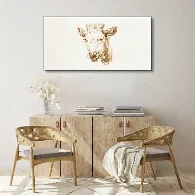 Portrait of a cow in shades of brown Print on canvas