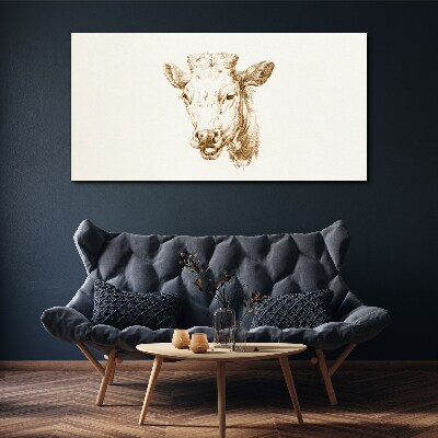 Portrait of a cow in shades of brown Print on canvas